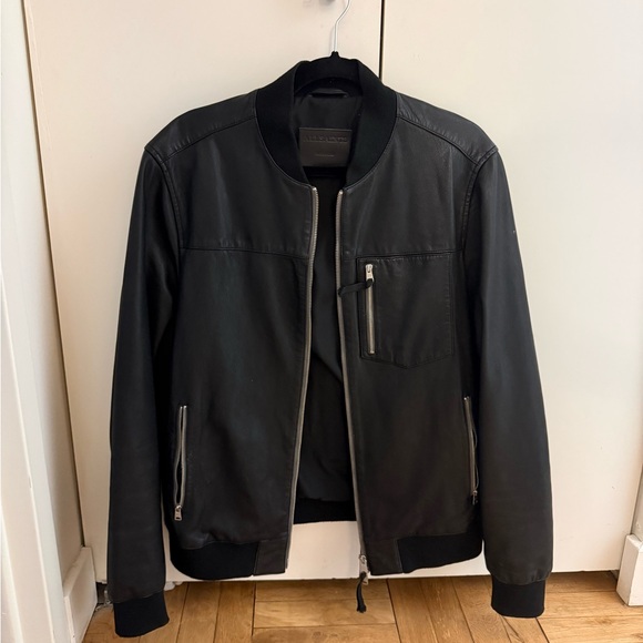 Men's Black Leather Jacket - Picture 2 of 3